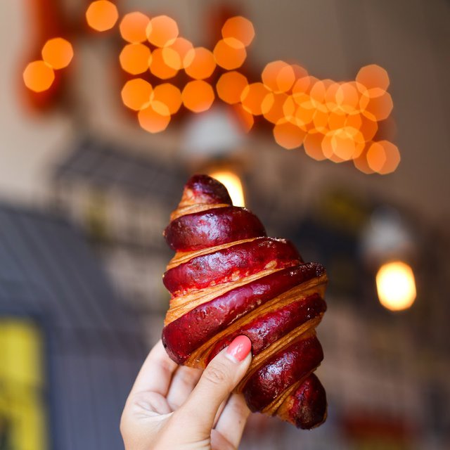 Our raspberry croissants are almost too pretty to eat...almost 😋🧡😋🧡 